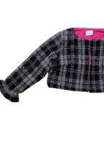 Grey Check Wool Cropped Jacket - ref 247 - Resale item - Approx UK 14-16