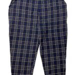 Navy check brushed cotton trousers - ref 242 - Resale item - Approx UK 22-24