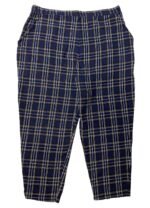 Navy check brushed cotton trousers - ref 242 - Resale item - Approx UK 22-24