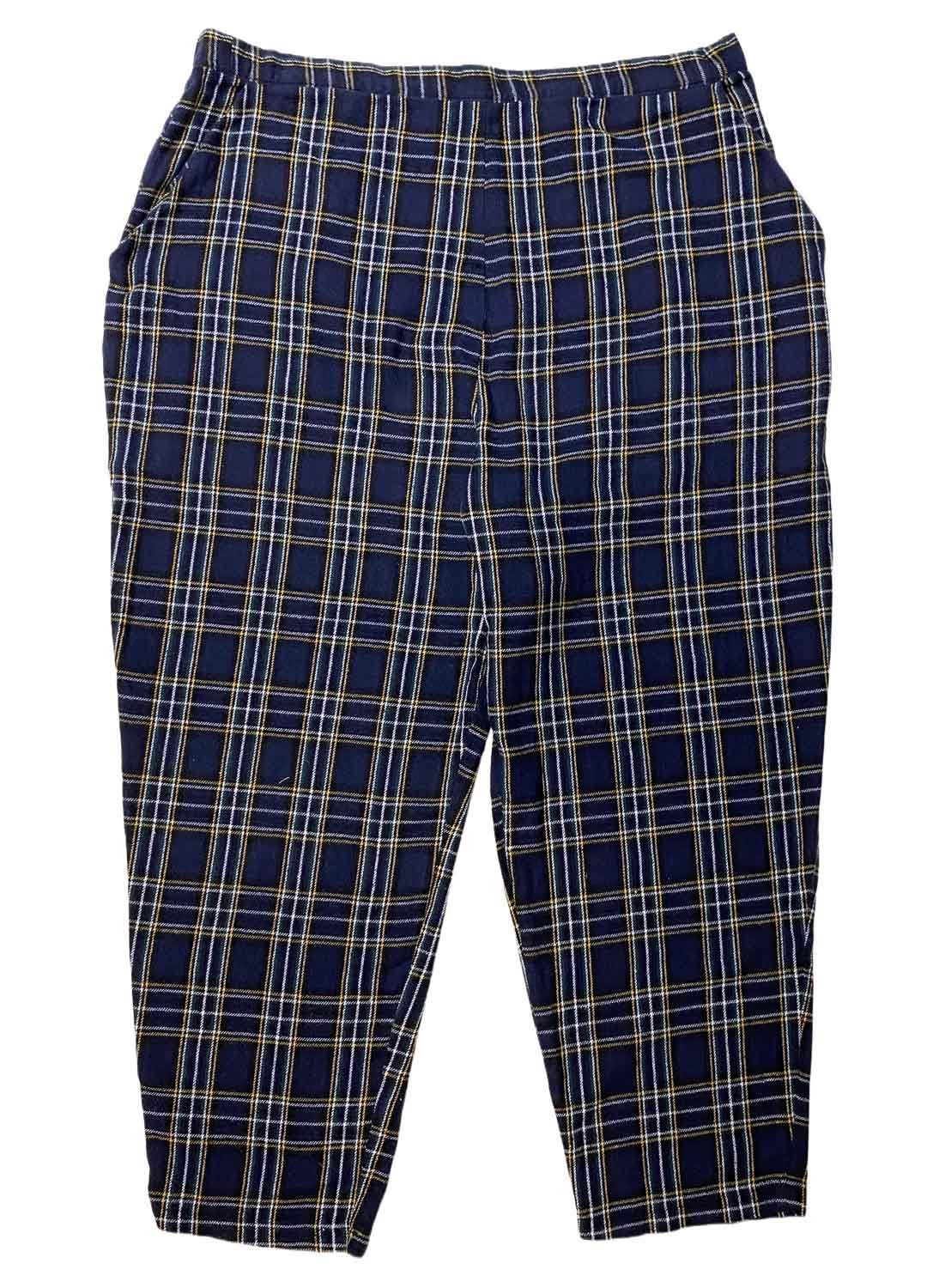 Navy check brushed cotton trousers - ref 242 - Resale item - Approx UK 22-24 Navy check brushed cotton trousers - ref 242 - Resale item - Approx UK 22-24 - Image 1