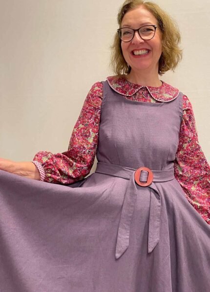Purple linen-viscose Skater Dress - ref 265 - Resale item - Approx UK 12-14