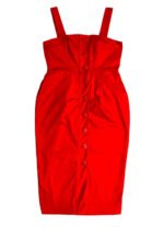 Red Button Up Cotton Strap Pencil Dress - ref 243 - Resale item - Approx 10-12