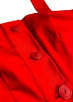 Red Button Up Cotton Strap Pencil Dress - ref 243 - Resale item - Approx 10-12 - Image 2