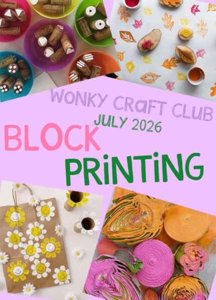 Wonky Craft Club - Block Printing - July 2026 (low income ticket)