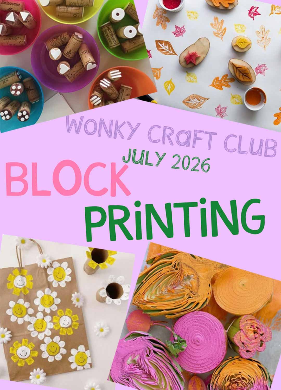 Wonky Craft Club - Block Printing - July 2026 Wonky Craft Club - Block Printing - July 2026 (low income ticket) - Image 1
